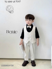 Đồ vest bé trai 4 chi tiết áo vest quần dài dáng âu màu đen kem đi tiệc 1 đến 7 tuổi BERNIE 1123B014