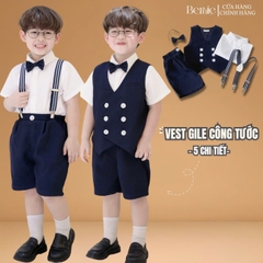 Set vest gile công tước hàn quốc 5CT cho bé trai thôi nôi sinh nhật đi tiệc 1 đến 7 tuổi BERNIE H0625B12