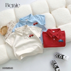  Set bộ polo ngắn tay nhiều màu cho bé trai họa tiết thêu ô tô kèm quần short kaki size 9 tới 25kg BERNIE H0625B40