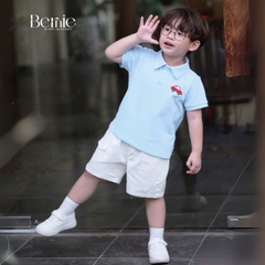  Set bộ polo ngắn tay nhiều màu cho bé trai họa tiết thêu ô tô kèm quần short kaki size 9 tới 25kg BERNIE H0625B40