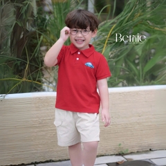  Set bộ polo ngắn tay nhiều màu cho bé trai họa tiết thêu ô tô kèm quần short kaki size 9 tới 25kg BERNIE H0625B40