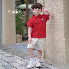  Set bộ polo ngắn tay nhiều màu cho bé trai họa tiết thêu ô tô kèm quần short kaki size 9 tới 25kg BERNIE H0625B40