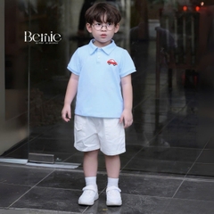  Set bộ polo ngắn tay nhiều màu cho bé trai họa tiết thêu ô tô kèm quần short kaki size 9 tới 25kg BERNIE H0625B40