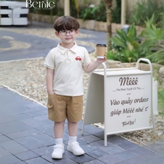  Set bộ polo ngắn tay nhiều màu cho bé trai họa tiết thêu ô tô kèm quần short kaki size 9 tới 25kg BERNIE H0625B40