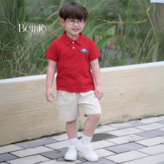  Set bộ polo ngắn tay nhiều màu cho bé trai họa tiết thêu ô tô kèm quần short kaki size 9 tới 25kg BERNIE H0625B40