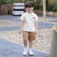  Set bộ polo ngắn tay nhiều màu cho bé trai họa tiết thêu ô tô kèm quần short kaki size 9 tới 25kg BERNIE H0625B40