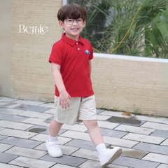  Set bộ polo ngắn tay nhiều màu cho bé trai họa tiết thêu ô tô kèm quần short kaki size 9 tới 25kg BERNIE H0625B40