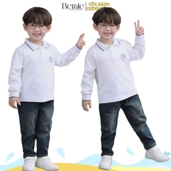 Set bộ polo tay dài chất polo cá sấu họa tiết huy hiệu cho bé trai size 1 đến 7 tuổi BERNIE 0724B34