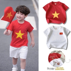 Áo thun Cờ đỏ sao vàng chất cotton tay ngắn unisex cho bé trai bé gái size 9 tới 28kg BERNIE H0725A30