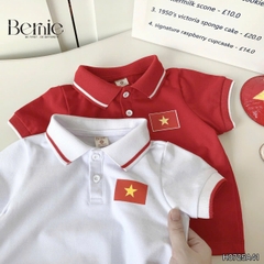 Bộ quần áo Lá cờ đỏ sao vàng Việt Nam áo polo kèm quần jean bé trai bé gái 9-28kg BERNIE BH0725A41