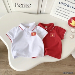 Bộ quần áo Lá cờ đỏ sao vàng Việt Nam áo polo kèm quần jean bé trai bé gái 9-28kg BERNIE BH0725A41