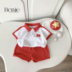 Set polo lá cờ đỏ sao vàng em bé Việt Nam lễ Quốc Khánh 2/9 30/4 thun cotton 4c co giãn 9-28kg BERNIE H0725B42