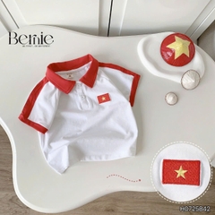 Set polo lá cờ đỏ sao vàng em bé Việt Nam lễ Quốc Khánh 2/9 30/4 thun cotton 4c co giãn 9-28kg BERNIE H0725B42