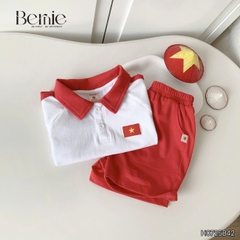 Set polo lá cờ đỏ sao vàng em bé Việt Nam lễ Quốc Khánh 2/9 30/4 thun cotton 4c co giãn 9-28kg BERNIE H0725B42