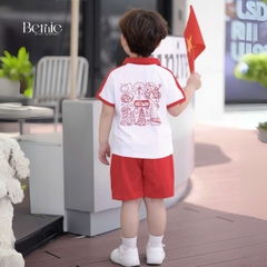Set polo lá cờ đỏ sao vàng em bé Việt Nam lễ Quốc Khánh 2/9 30/4 thun cotton 4c co giãn 9-28kg BERNIE H0725B42