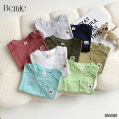 Áo tanktop cotton xược túi ngực thêu gấu dáng hàn quốc cho bé trai bé gái từ 9đến 24kg BERNIE 23A026