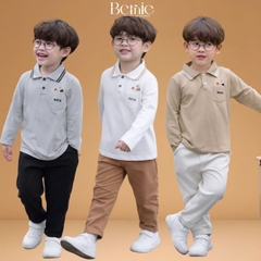 Set bộ polo dài tay chất polo cá sấu họa tiết thêu Gấu Boy kèm quần kaki dài cho bé trai size 1 đến 7 tuổi BERNIE T0425B45