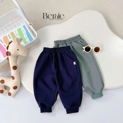 Set bộ nỉ tay dài kẻ sọc ngang phối màu họa tiết hình in cún dễ thương kèm quần dài unisex bé trai bé gái size 1 đến 7 tuổi BERNIE H0625B22
