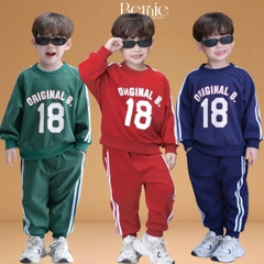 Set bộ dài thể thao unisex họa tiết hình in Double kèm quần dài cho bé trai bé gái size 9 tới 28kg BERNIE T0625B35