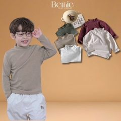 Áo giữ nhiệt cổ cao 3 phân dài tay basic màu trơn cho bé trai bé gái chất thun cotton 9 đến 28kg BERNIE T0725A45