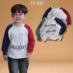 Áo thun áo phông cho bé trai tay dài raplang họa tiết ô tô size 9 đến 28kg BERNIE H0725A27