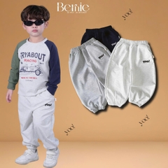 Quần dài quần nỉ da cá gấu bo chun họa tiết thêu chữ Yoo cho bé trai bé gái size 9 tới 25kg BERNIE T0925Q06