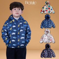Áo khoác gió chần bông kèm nón nhiều màu cho bé trai bé gái size 11kg tới 25kg BERNIE T0125A25