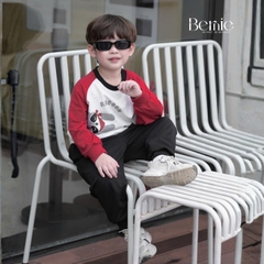Set bộ thun da cá dài tay áo raplang phối màu họa tiết Animal kèm quần dài size 9 tới 28kg BERNIE T0725B36