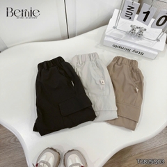 Quần dài quần gió mềm phối túi hộp gấu quần có dây rút unisex cho bé trai bé gái size 9 tới 25kg BERNIE T0825Q03