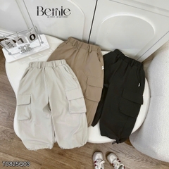 Quần dài quần gió mềm phối túi hộp gấu quần có dây rút unisex cho bé trai bé gái size 9 tới 25kg BERNIE T0825Q03