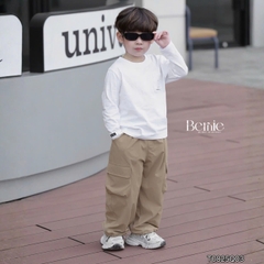 Quần dài quần gió mềm phối túi hộp gấu quần có dây rút unisex cho bé trai bé gái size 9 tới 25kg BERNIE T0825Q03