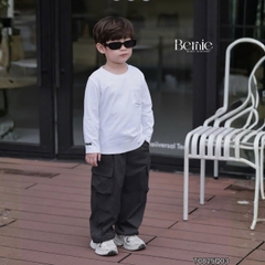 Quần dài quần gió mềm phối túi hộp gấu quần có dây rút unisex cho bé trai bé gái size 9 tới 25kg BERNIE T0825Q03
