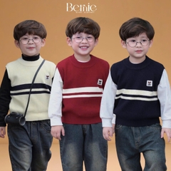 Áo gile len unisex bé trai bé gái 3 màu phối gấu phong cách hàn quốc cho bé trai 1 đến 7 tuổi BERNIE T1025A15