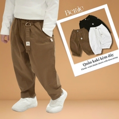 Quần kaki dài phối dây đính tag cho bé trai dáng baggy phong cách Hàn quốc size 9 tới 28kg BERNIE H0825Q30