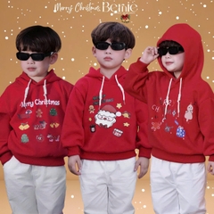 Áo noel áo hoodie tay dài màu đỏ giáng sinh cho bé trai bé gái Mery Christmas size 1 đến 7 tuổi BERNIE H1025A44