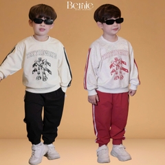 Set bộ thể thao dài tay chất cotton da cá họa tiết hoạt hình kèm quần dài size 9 tới 25kg BERNIE H0725B22 
