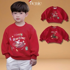 Áo Noel màu đỏ áo thun Giáng sinh cho bé trai bé gái tay dài chất nỉ 2 da size 1 đến 7 tuổi BERNIE H1025A43