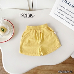 Quần sooc đùi linen kaki mềm bé trai bé gái unisex màu trắng nâu be BERNIE phong cách hàn quốc 7kg đến 30kg