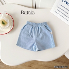Quần sooc đùi linen kaki mềm bé trai bé gái unisex màu trắng nâu be BERNIE phong cách hàn quốc 7kg đến 30kg