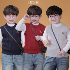 Áo gile len dệt unisex bé trai bé gái phối hình thêu Tuần lộc phong cách hàn quốc 1 đến 7 tuổi BERNIE H1025A13