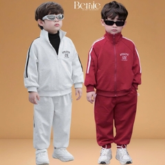Set bộ thể thao khóa kéo cổ đứng kèm quần bo chun Athletic cho bé trai bé gái size 1 đến 7 tuổi BERNIE T0825B08