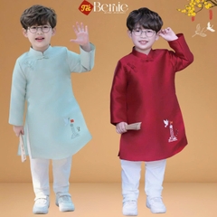 Áo dài cách tân áo dài Sắc Việt cho bé trai chất tafta tre kèm hình thêu size 9 tới 25kg BERNIE T0925B02