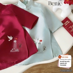 Áo dài cách tân áo dài Sắc Việt cho bé trai chất tafta tre kèm hình thêu size 9 tới 25kg BERNIE T0925B02