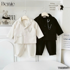Set bộ vest Minh quân tay dài (ko kèm áo sơ mi) phối dây cài và nơ size 1 đến 7 tuổi BERNIE H0925B31