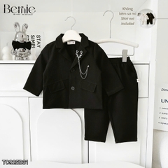 Set bộ vest Minh quân tay dài (ko kèm áo sơ mi) phối dây cài và nơ size 1 đến 7 tuổi BERNIE H0925B31
