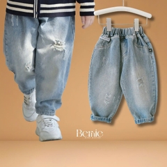 Quần jean dài quần denim dáng baggy xước cho bé trai Style hàn quốc size 11 tới 28kg BERNIE T1125Q52