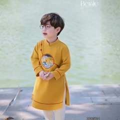 Set áo dài cách tân Hạc vũ cho bé trai mặc tết chất nhung tăm chéo mềm mịn size 9 đến 25kg BERNIE H0925B14