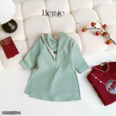 Set áo dài cách tân Hạc vũ cho bé trai mặc tết chất nhung tăm chéo mềm mịn size 9 đến 25kg BERNIE H0925B14