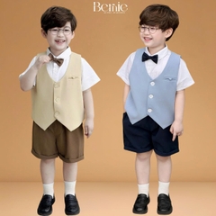  Set vest gi lê tay ngắn 4 chi tiết phối màu Classic Boy cho bé trai phong cách Hàn quốc size 8 tới 25kg BERNIE T1025B03