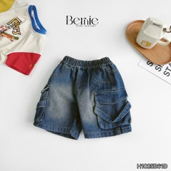 Set bộ tay ngắn phối màu áo thun họa tiết Teacher kèm quần short jean cho bé trai size 9 tới 28kg BERNIE H1025B61Đ
